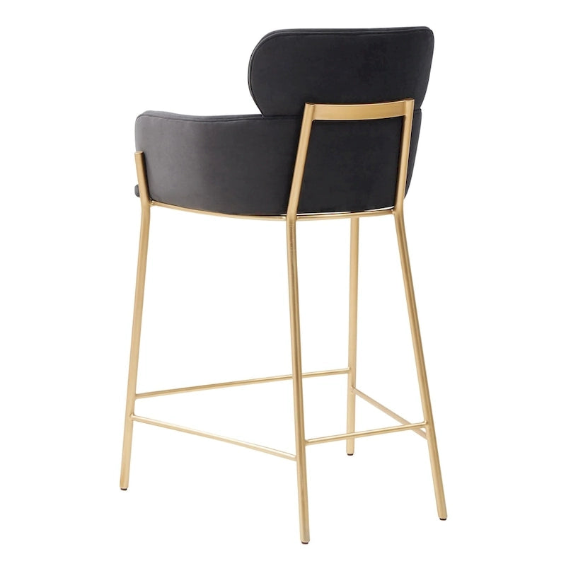 Velvet Wraparound Counter Stool with Gold Metal Frame