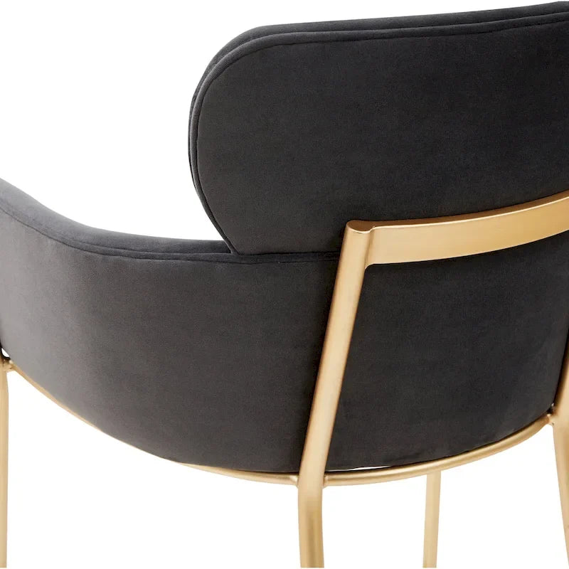 Velvet Wraparound Counter Stool with Gold Metal Frame