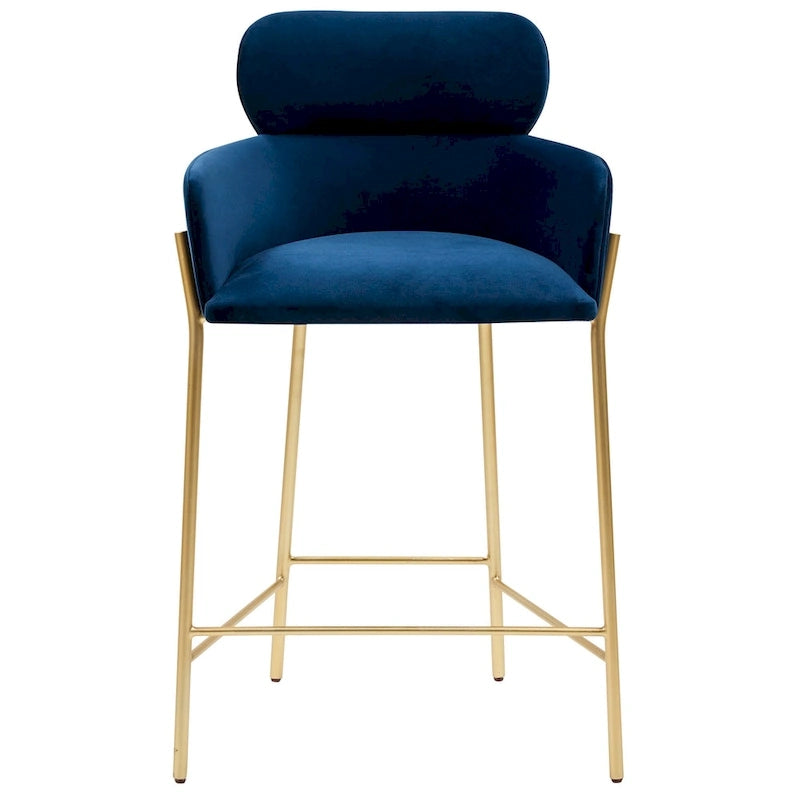 Velvet Wraparound Counter Stool with Gold Metal Frame