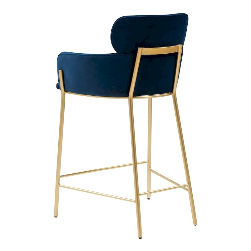 Velvet Wraparound Counter Stool with Gold Metal Frame