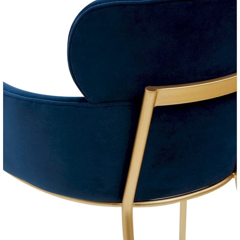 Velvet Wraparound Counter Stool with Gold Metal Frame