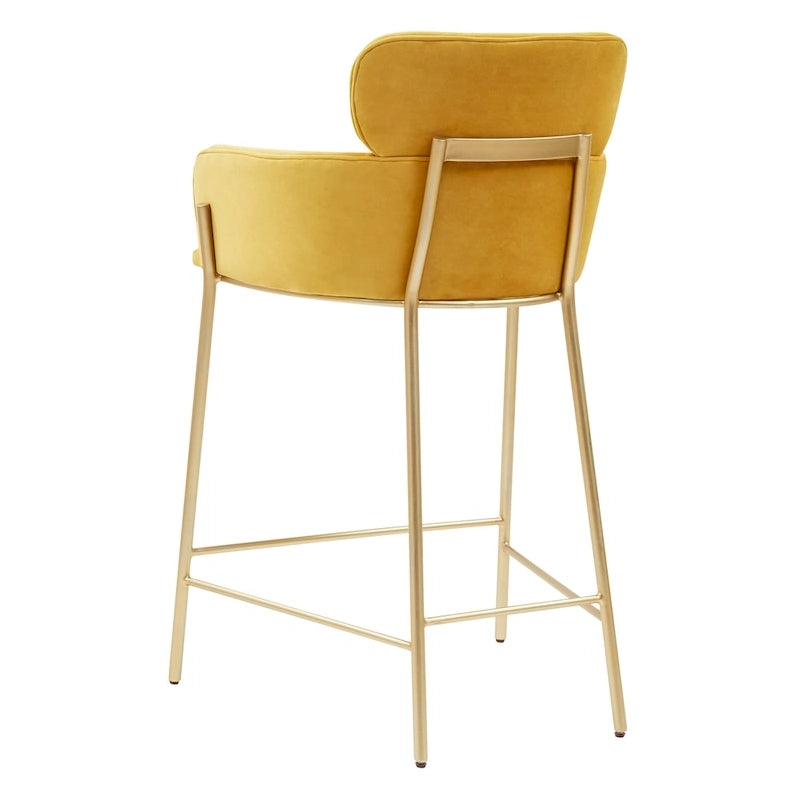 Velvet Wraparound Counter Stool with Gold Metal Frame