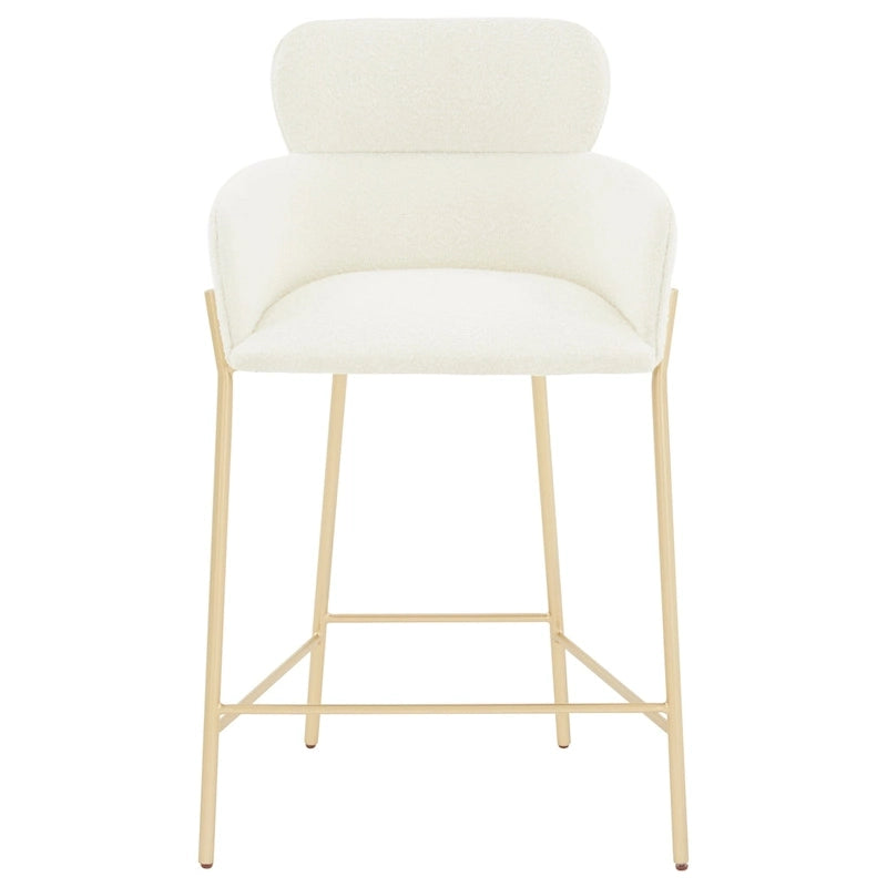 Velvet Wraparound Counter Stool with Gold Metal Frame