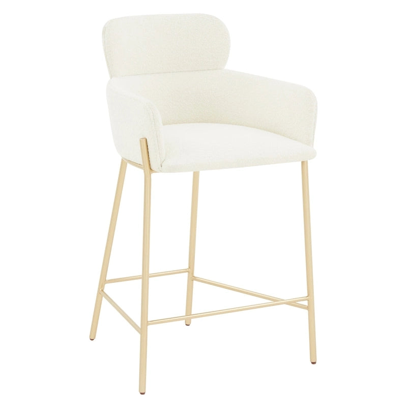 Velvet Wraparound Counter Stool with Gold Metal Frame