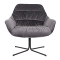 360° Swivel Velvet Lounge Chair with Flared Arms & Black Metal Base