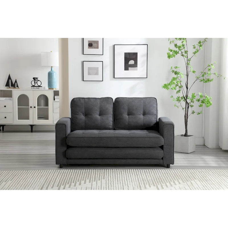 Convertible 3-Fold Velvet Sofa Bed with Side Storage Pockets