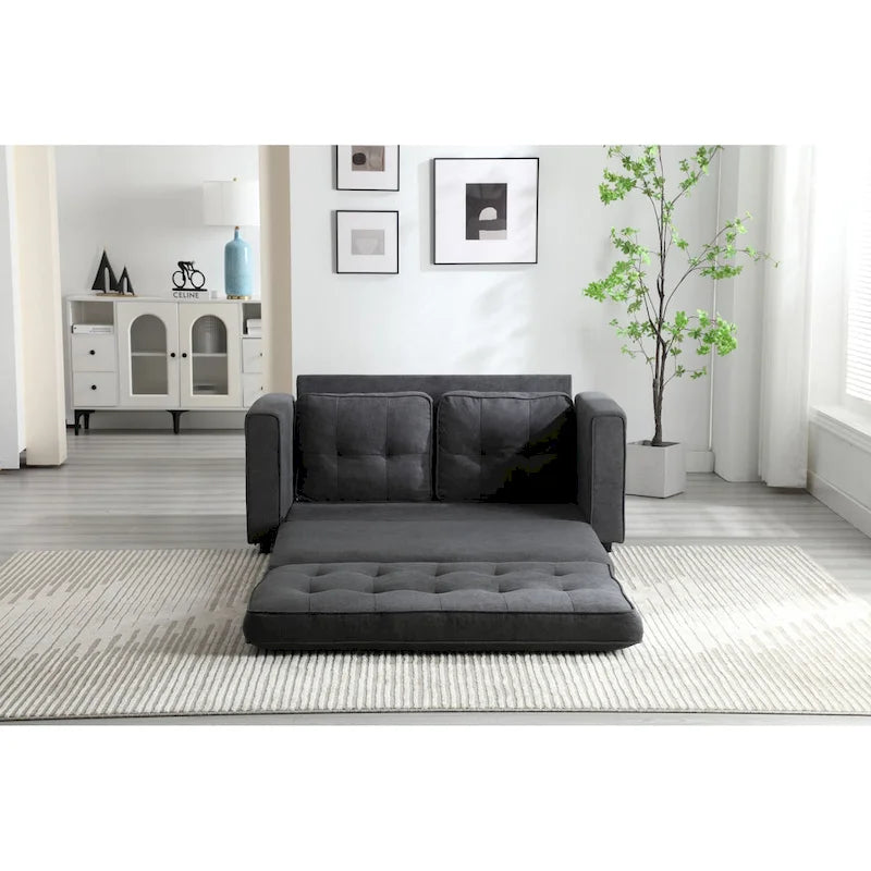 Convertible 3-Fold Velvet Sofa Bed with Side Storage Pockets