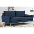 70-Inch Velvet Sofa with Square Arms & Gold Metal Legs – European Modern Style