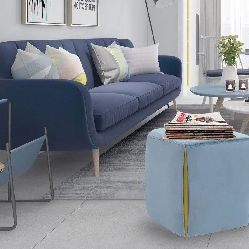 Small Square Velvet Ottoman Footrest Stool – Lightweight & Multi-Use
