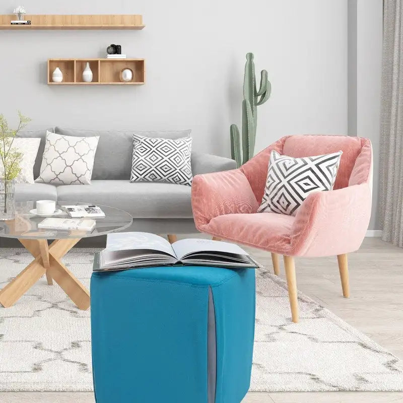 Small Square Velvet Ottoman Footrest Stool – Lightweight & Multi-Use