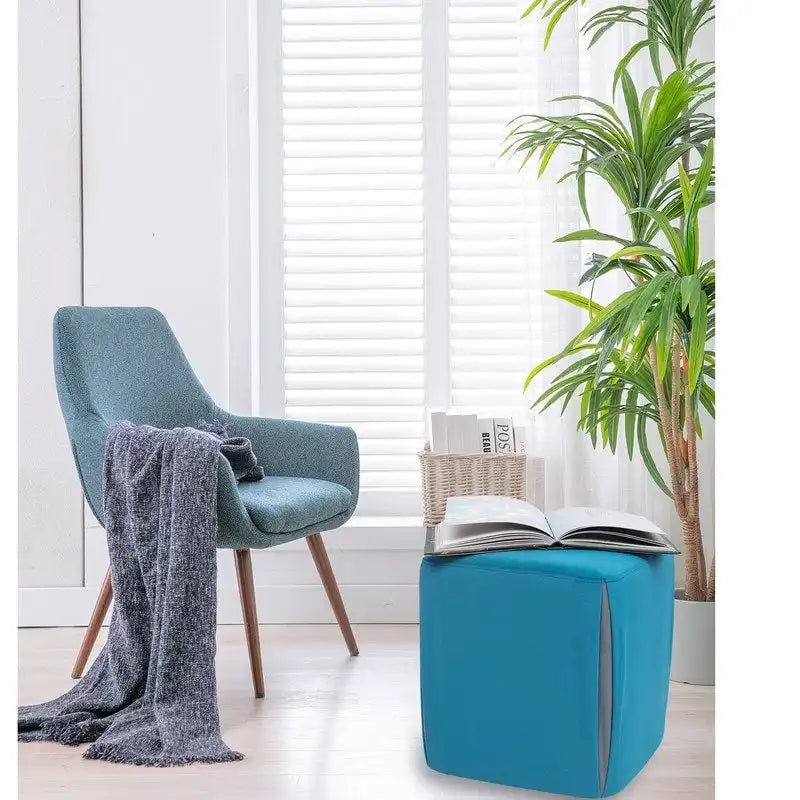 Small Square Velvet Ottoman Footrest Stool – Lightweight & Multi-Use