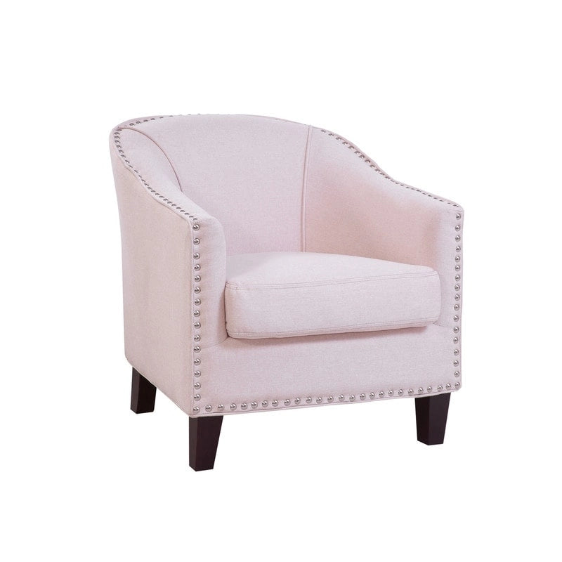Curved Back Accent Chair with Nailhead Trim & Espresso Legs