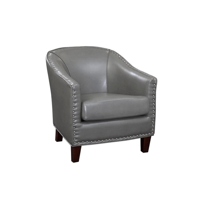 Curved Back Accent Chair with Nailhead Trim & Espresso Legs