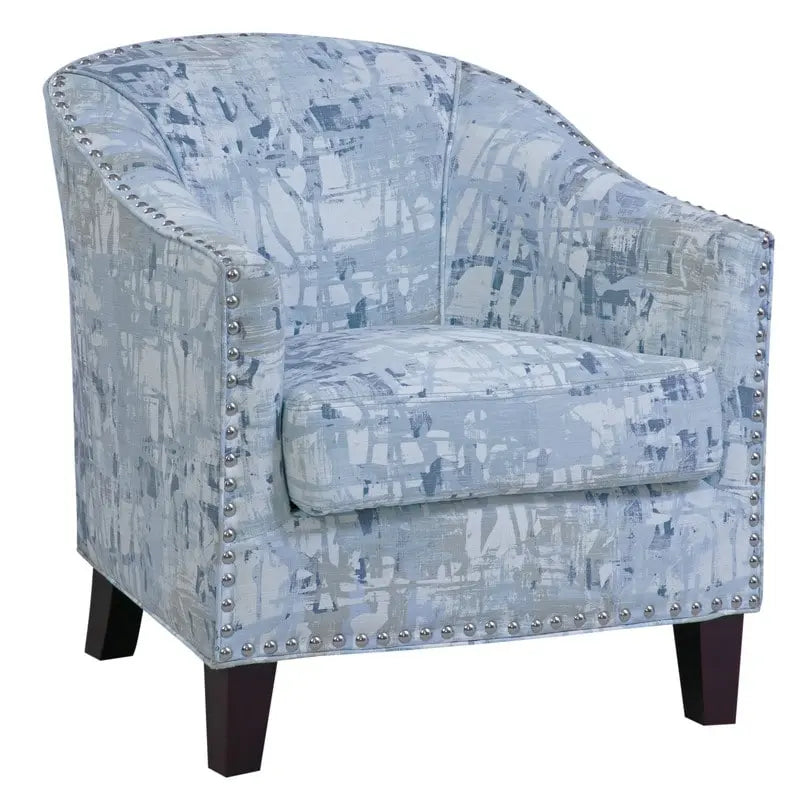 Curved Back Accent Chair with Nailhead Trim & Espresso Legs