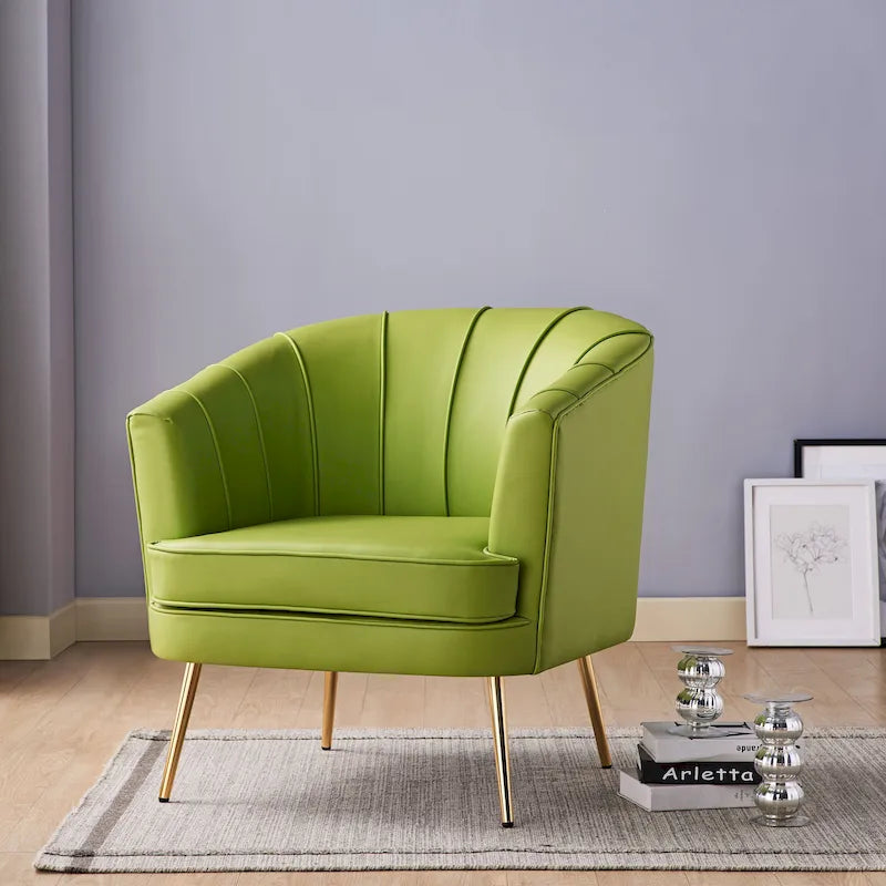 Fauteuil d'appoint en velours en forme de tonneau