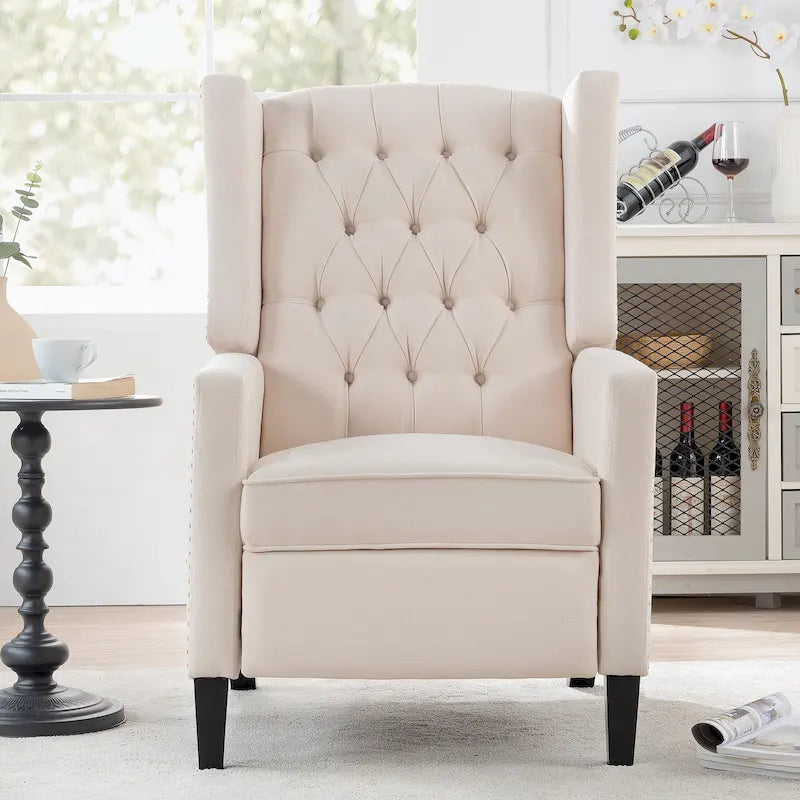Fauteuil inclinable manuel capitonné à oreilles