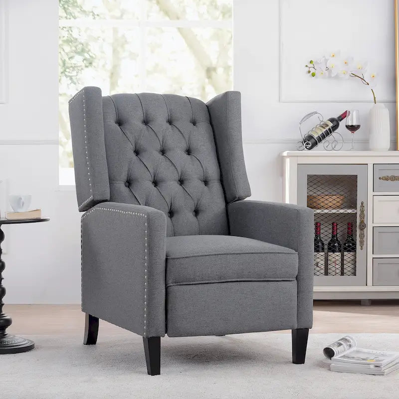 Fauteuil inclinable manuel capitonné à oreilles