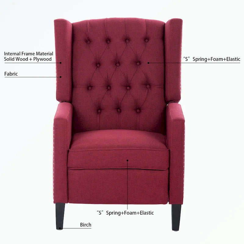 Tufted Wingback Manual Recliner Chair