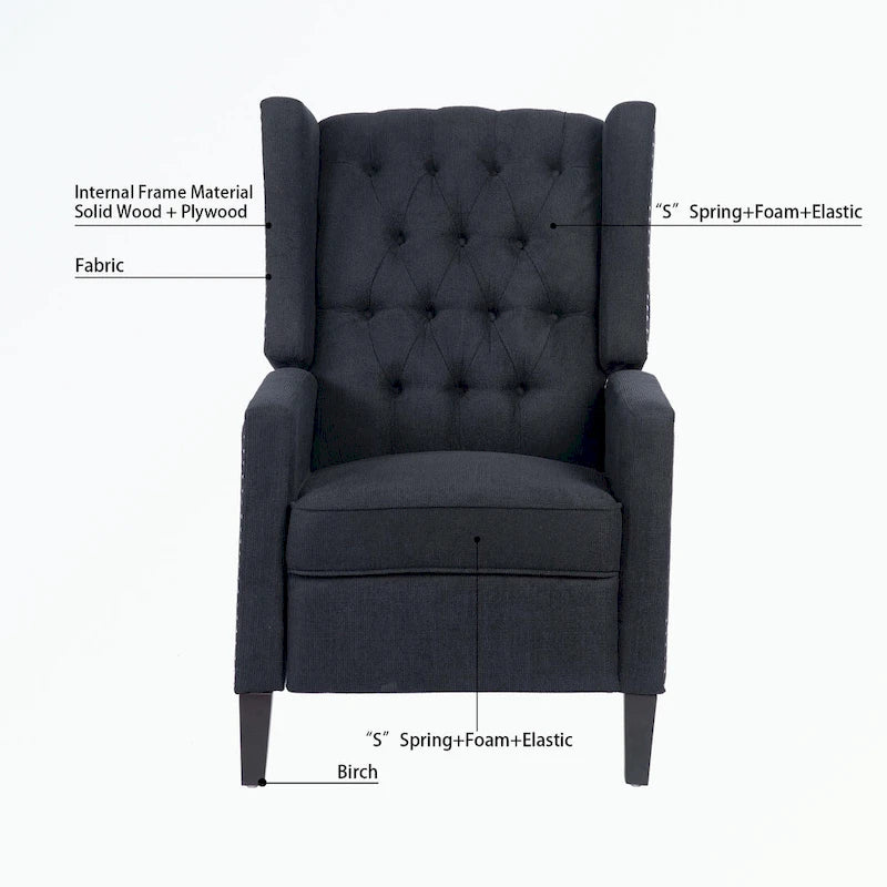 Tufted Wingback Manual Recliner Chair