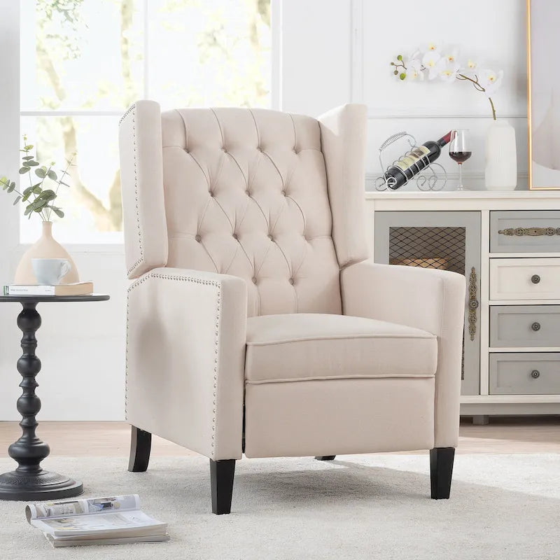 Tufted Wingback Manual Recliner Chair
