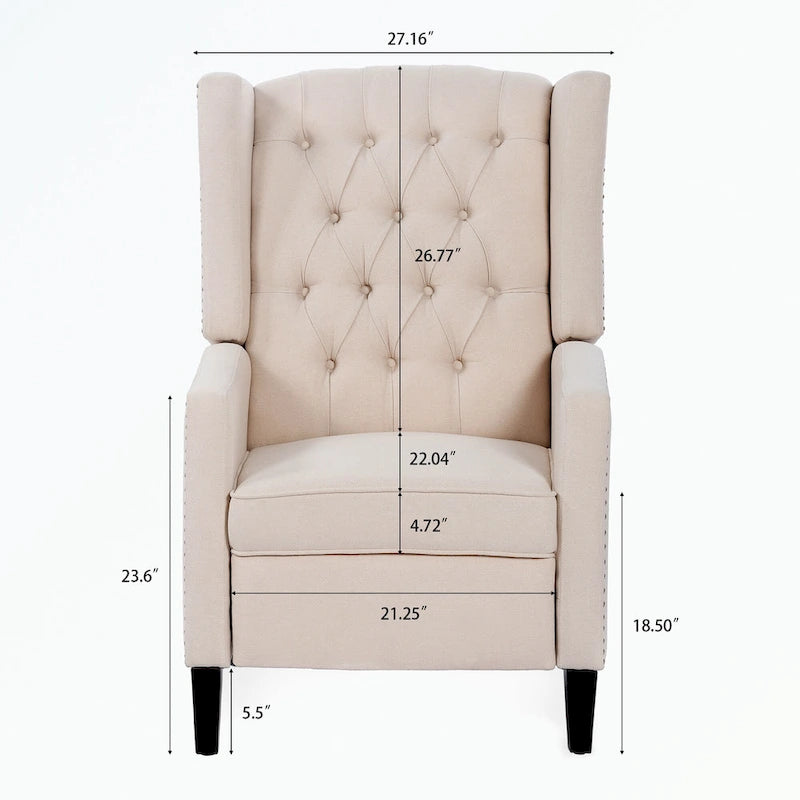 Tufted Wingback Manual Recliner Chair