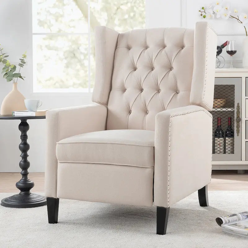 Tufted Wingback Manual Recliner Chair
