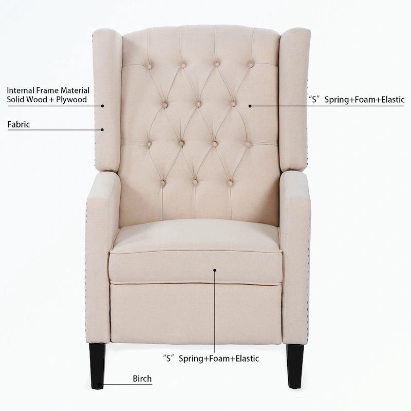 Tufted Wingback Manual Recliner Chair