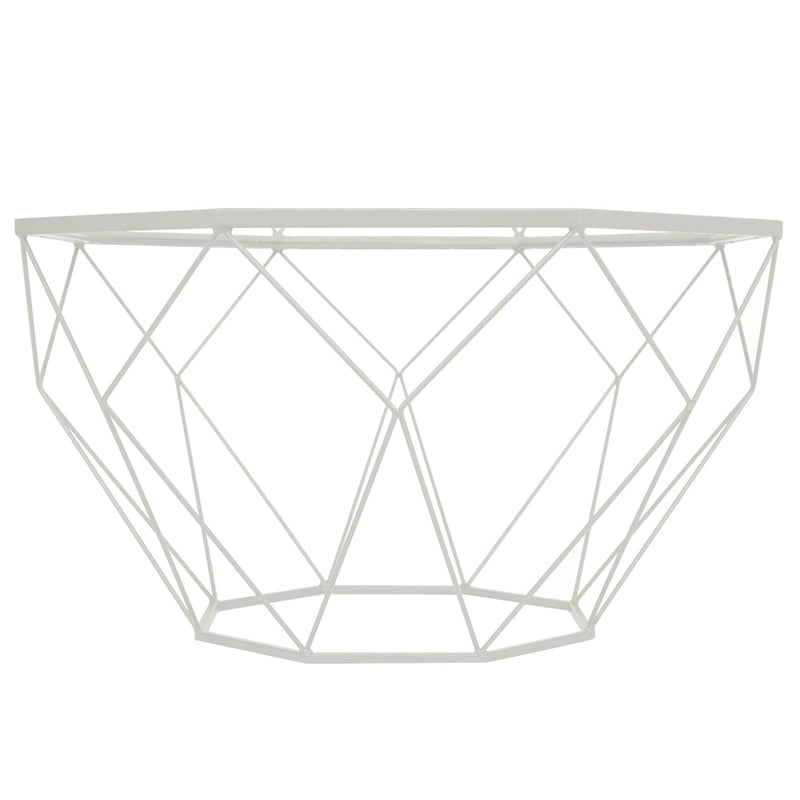 Octagon Coffee Table with Tempered Glass Top & Geometric Metal Base
