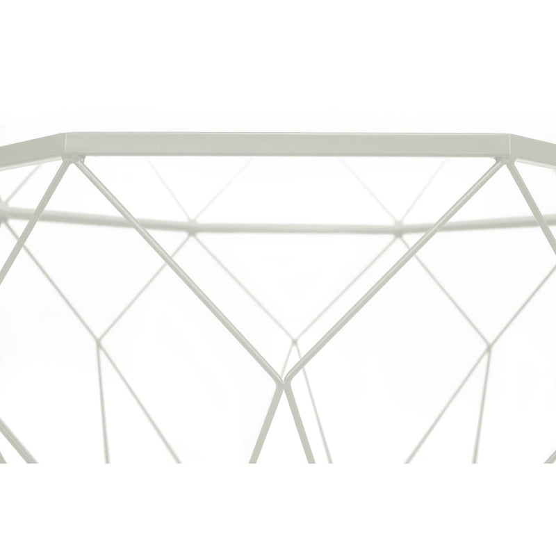 Octagon Coffee Table with Tempered Glass Top & Geometric Metal Base