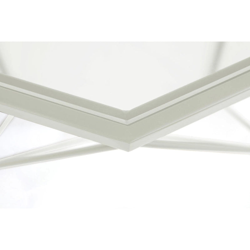 Octagon Coffee Table with Tempered Glass Top & Geometric Metal Base