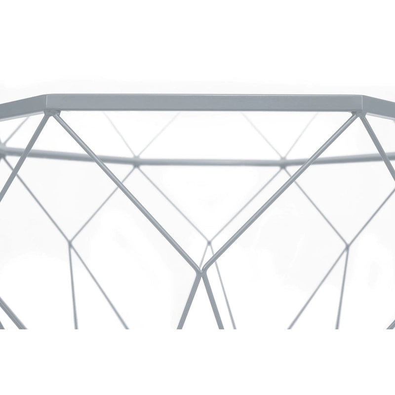 Octagon Coffee Table with Tempered Glass Top & Geometric Metal Base