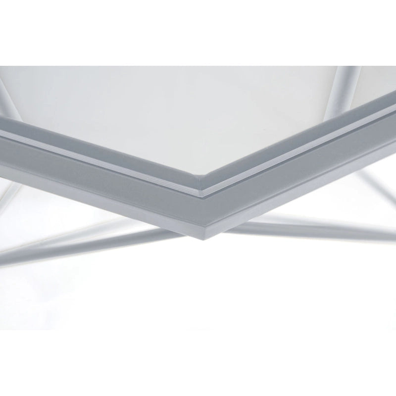 Octagon Coffee Table with Tempered Glass Top & Geometric Metal Base