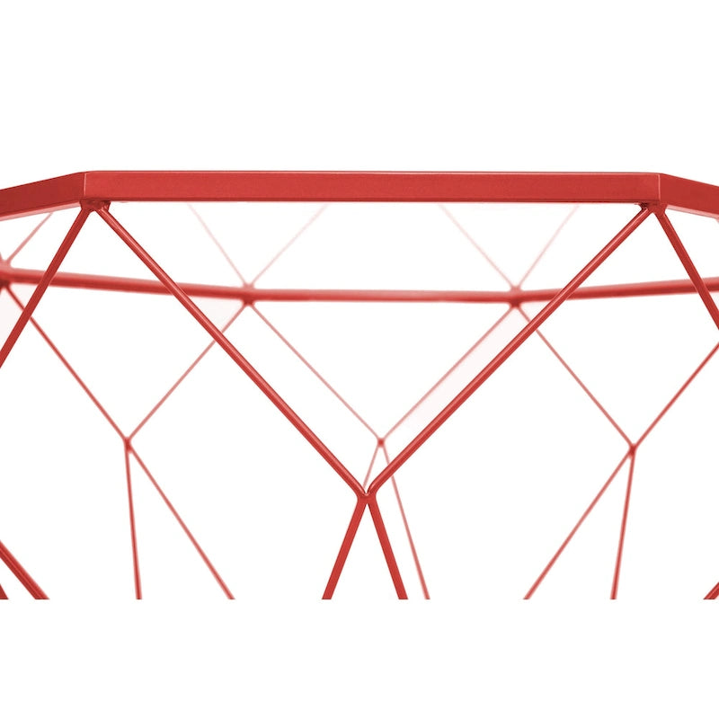 Octagon Coffee Table with Tempered Glass Top & Geometric Metal Base