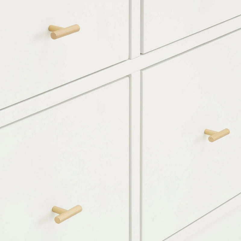 8-Drawer Wide Bedroom Dresser with Gold Pulls & Mixed Drawer