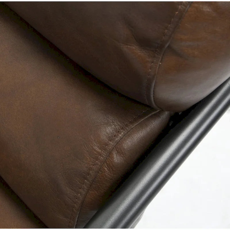 Top-Grain Buffalo Leather Accent Chair with Channel Back & Iron Cantilever Frame
