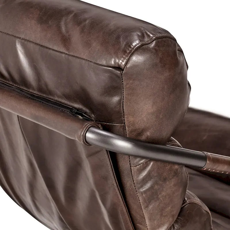 Top-Grain Buffalo Leather Accent Chair with Channel Back & Iron Cantilever Frame
