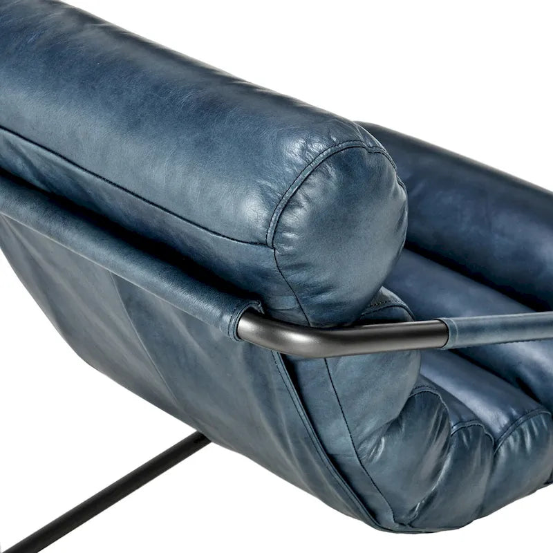 Top-Grain Buffalo Leather Accent Chair with Channel Back & Iron Cantilever Frame