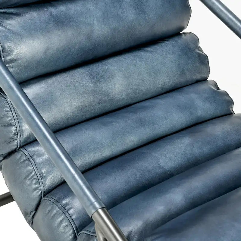 Top-Grain Buffalo Leather Accent Chair with Channel Back & Iron Cantilever Frame