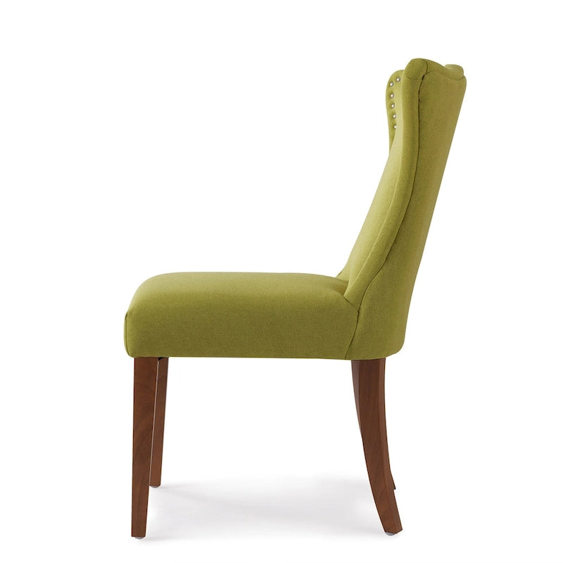 Armless Upholstered Dining Chair with Curved Back, Floral Print & Silver Nailhead Trim