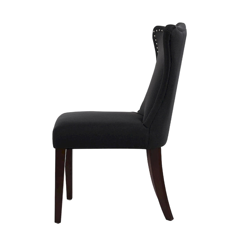 Armless Upholstered Dining Chair with Curved Back, Floral Print & Silver Nailhead Trim