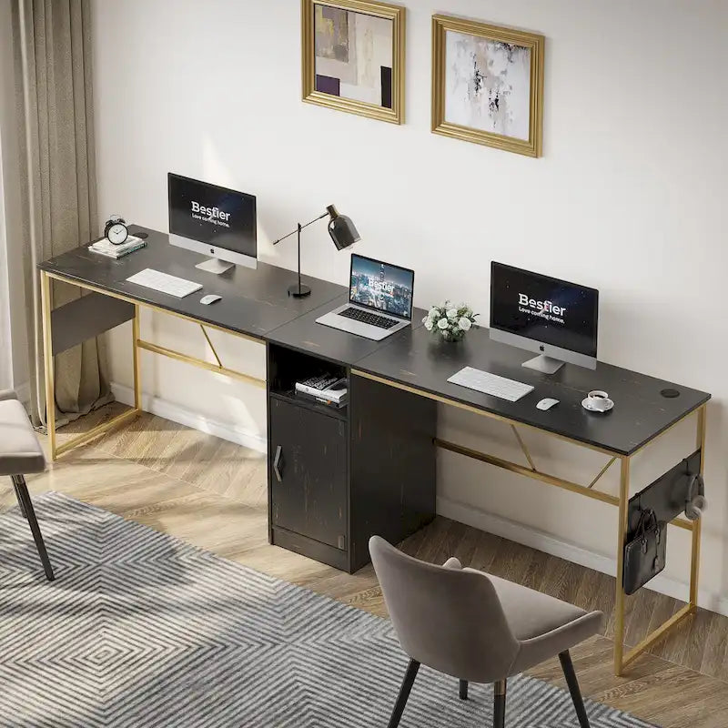60 L Shaped Desk with Storage Cabinet Office Computer Desk