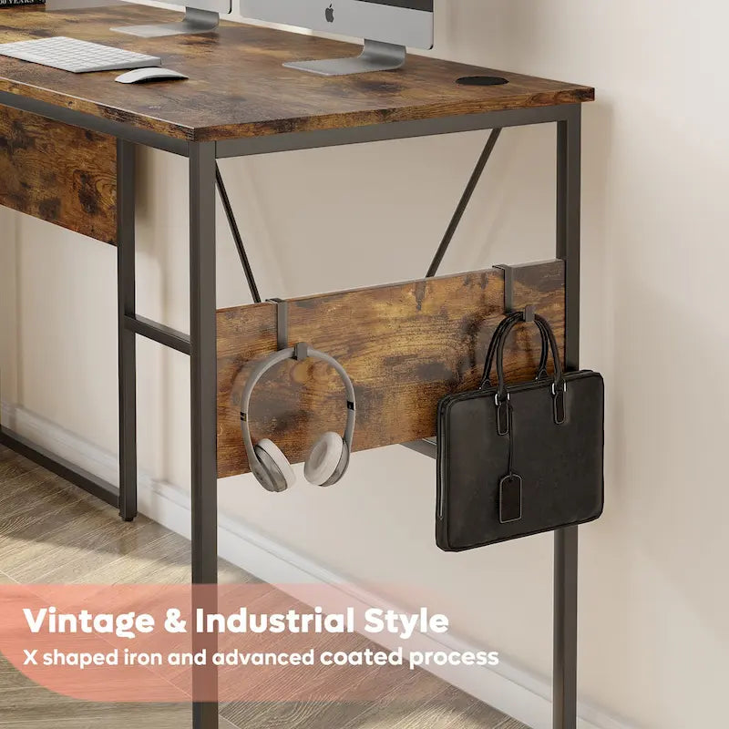 60 L Shaped Desk with Storage Cabinet Office Computer Desk