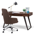 Modern Industrial Solid Wood Desk with Keyboard Tray & 2 Drawers