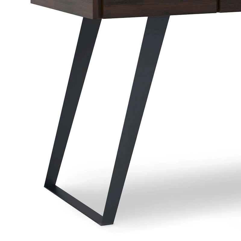 Modern Industrial Solid Wood Desk with Keyboard Tray & 2 Drawers