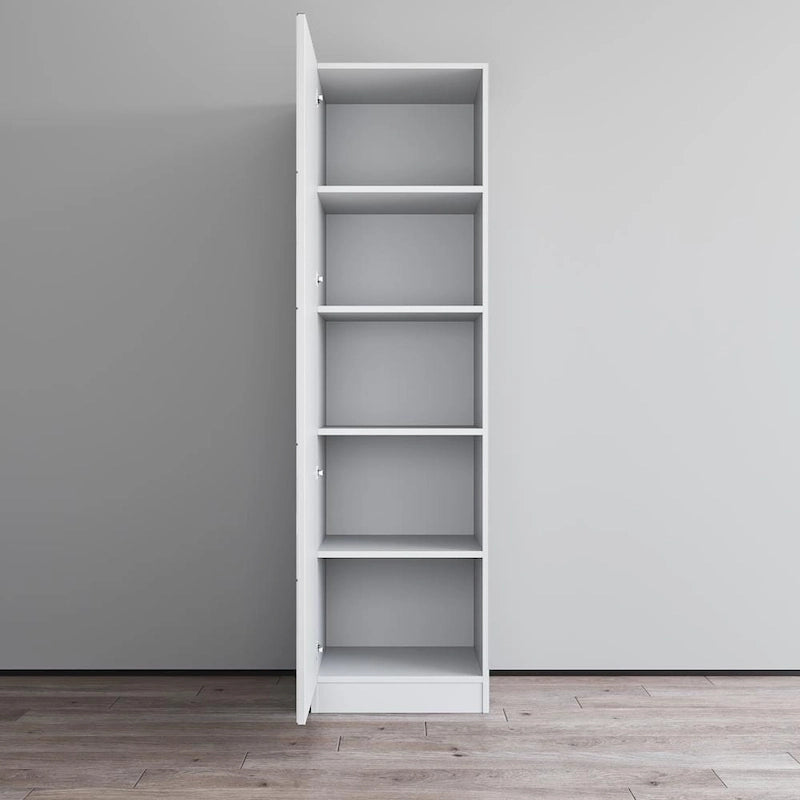 Tall Slim Wardrobe Armoire with Gloss Glass Fronts & Matte Body – European Design