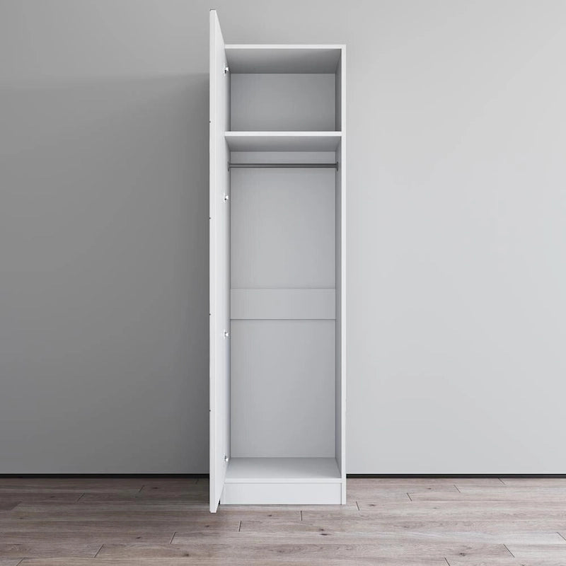 Tall Slim Wardrobe Armoire with Gloss Glass Fronts & Matte Body – European Design