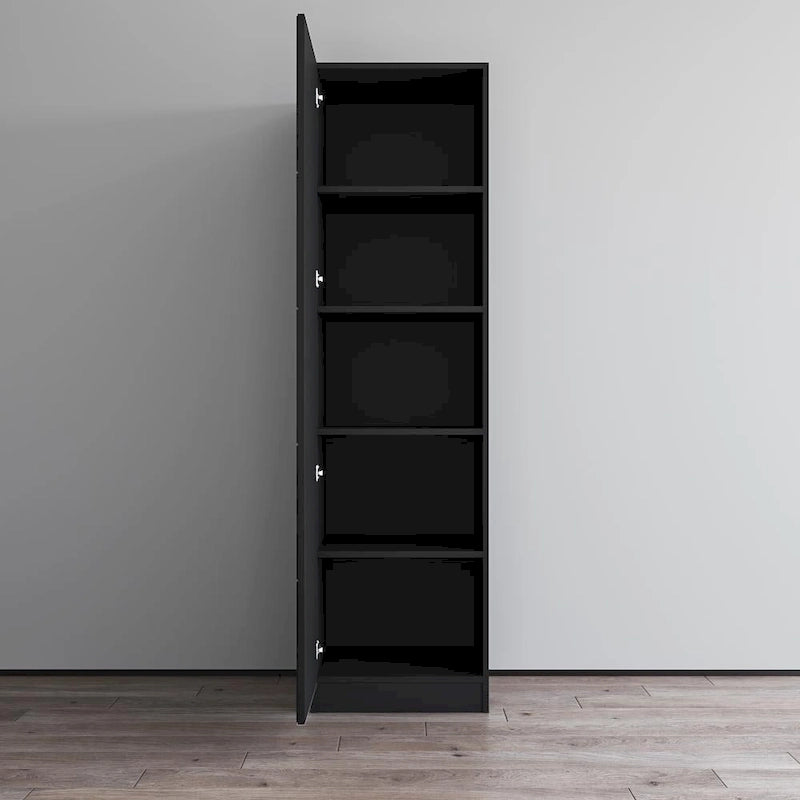 Tall Slim Wardrobe Armoire with Gloss Glass Fronts & Matte Body – European Design