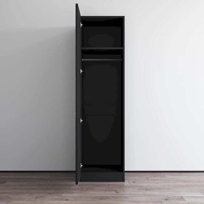 Tall Slim Wardrobe Armoire with Gloss Glass Fronts & Matte Body – European Design