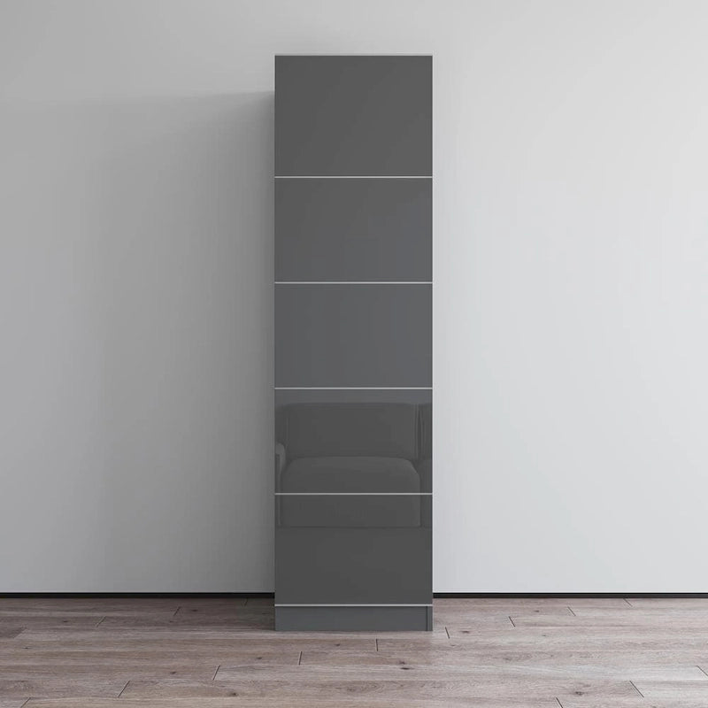 Tall Slim Wardrobe Armoire with Gloss Glass Fronts & Matte Body – European Design