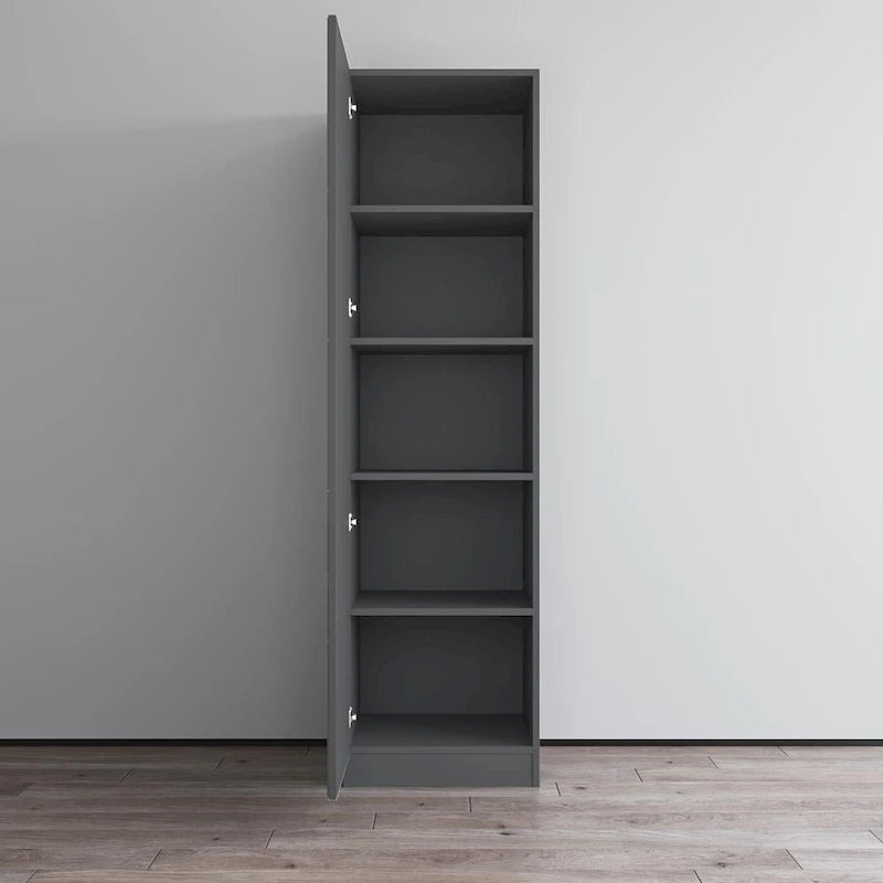 Tall Slim Wardrobe Armoire with Gloss Glass Fronts & Matte Body – European Design